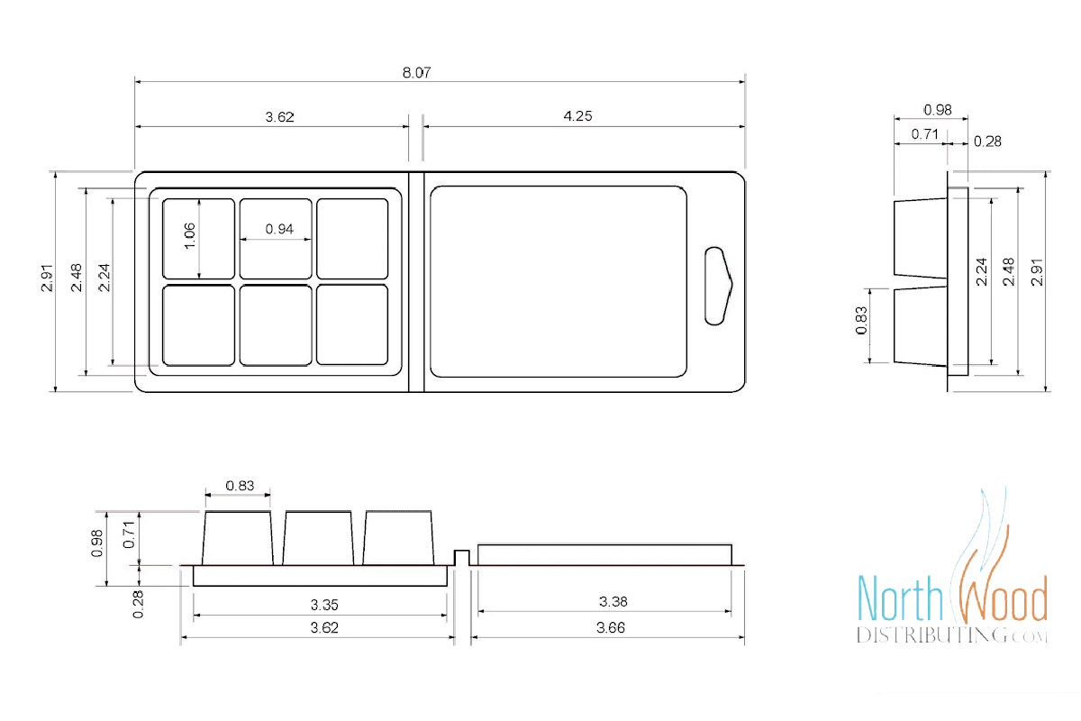 Candle Clamshell container measurements