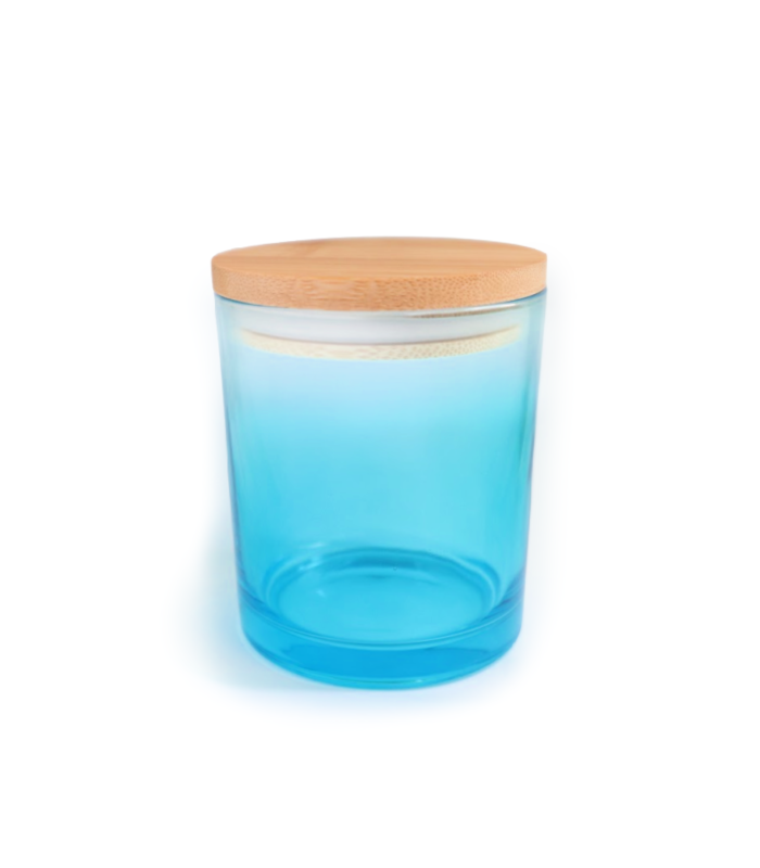 10 oz blue glass candle container