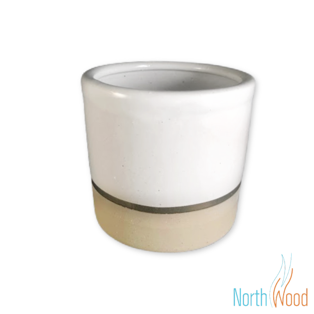 Two Tone Ceramic Candle Container w/ Gold Accent