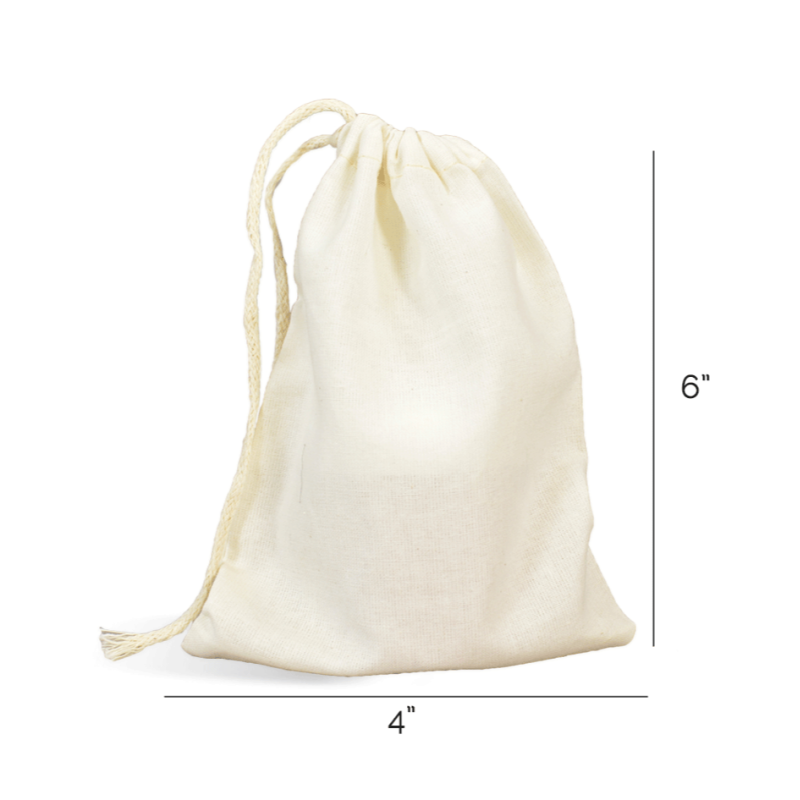 4x6 inch Muslin Bag w/ Drawstring - Made in the USA