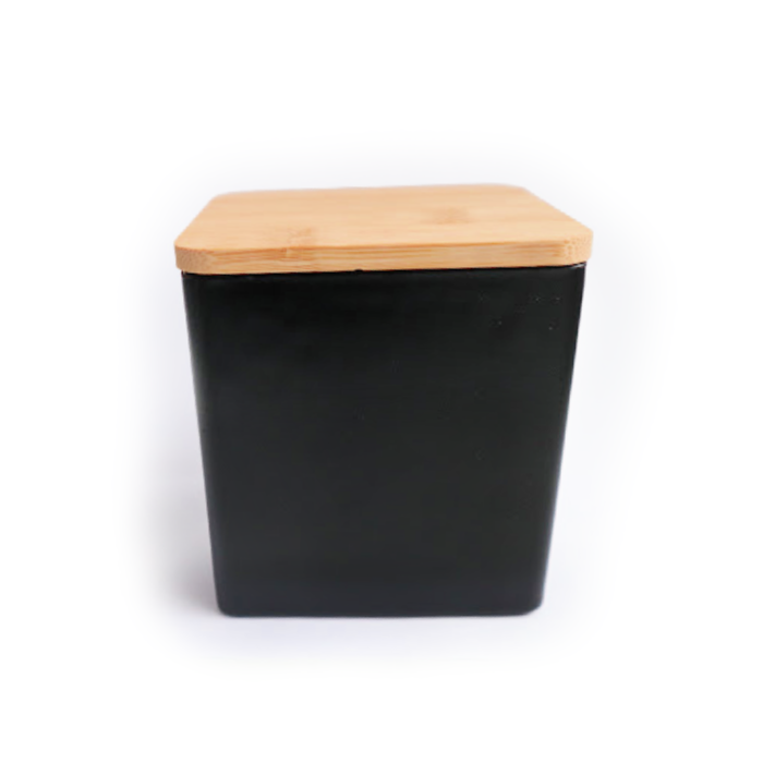 Matte Black Square Glass Candle Container