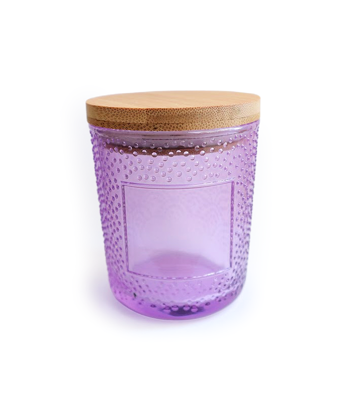 Pleiades Purple Glass Candle Containers with Textured Dots