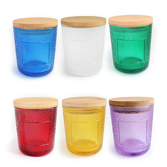 8 oz textured glass candle containers