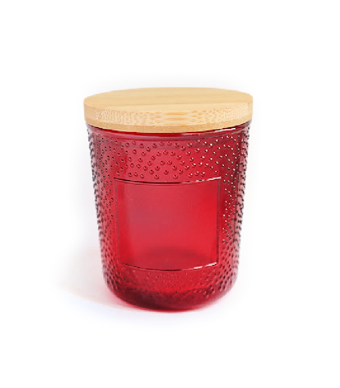 Pleiades Red Glass Candle Containers with Textured Dots
