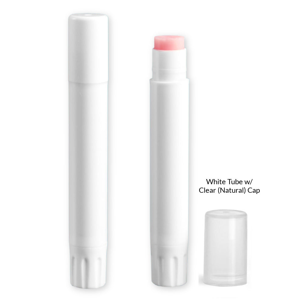 White Slim Line Lip Balm Tube and Cap Set - Make Your Own Lip Balm 