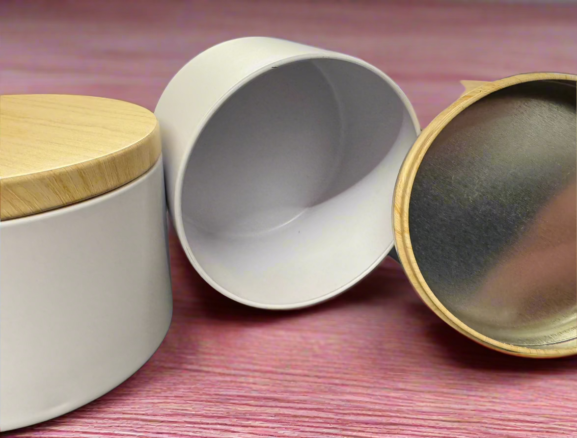 Side View of Seamless White Candle Tins