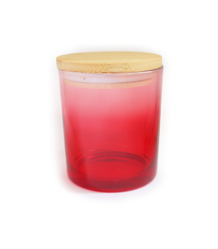 14 oz red glass candle container