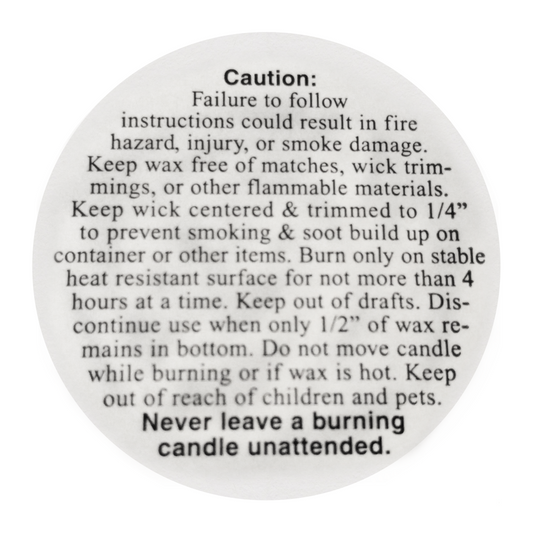 candle warning label