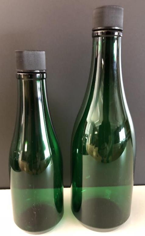 Keuka Bottle - Round Green Plastic Champagne Bottles