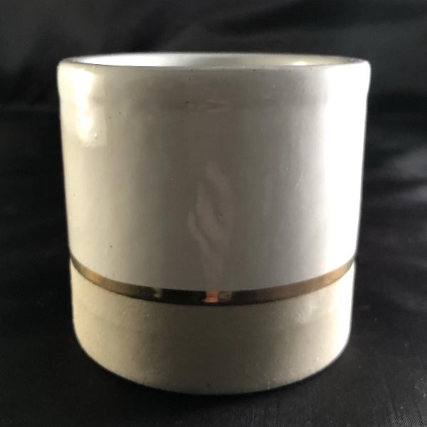 Ceramic Candle Container with Gold