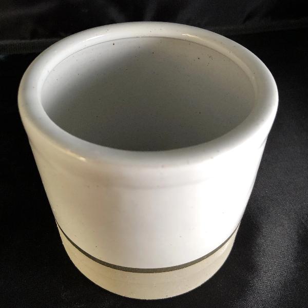 White Ceramic Candle Container w/ Gold Ring
