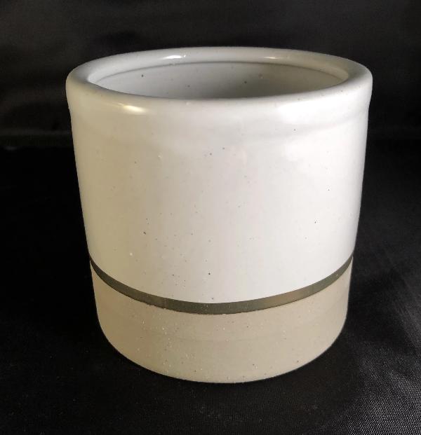 Two Tone Ceramic Candle Container with Gold Accent