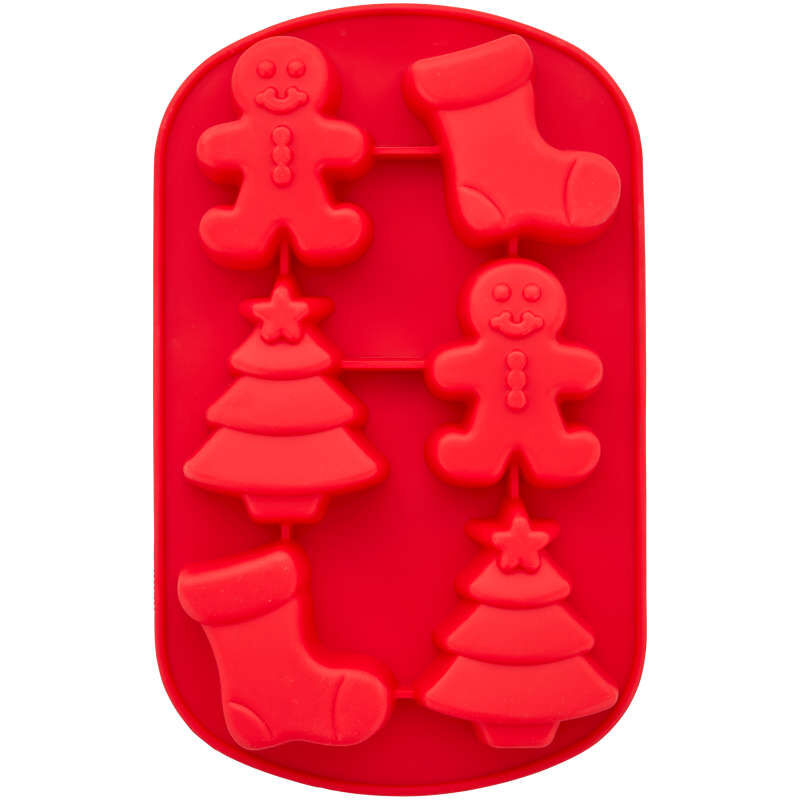 christmas tree stocking and gingerbread man silicone mold